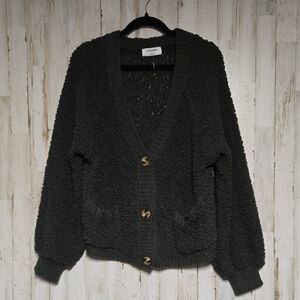 New with out tag Zenana Charcoal Textured Knit Cardigan